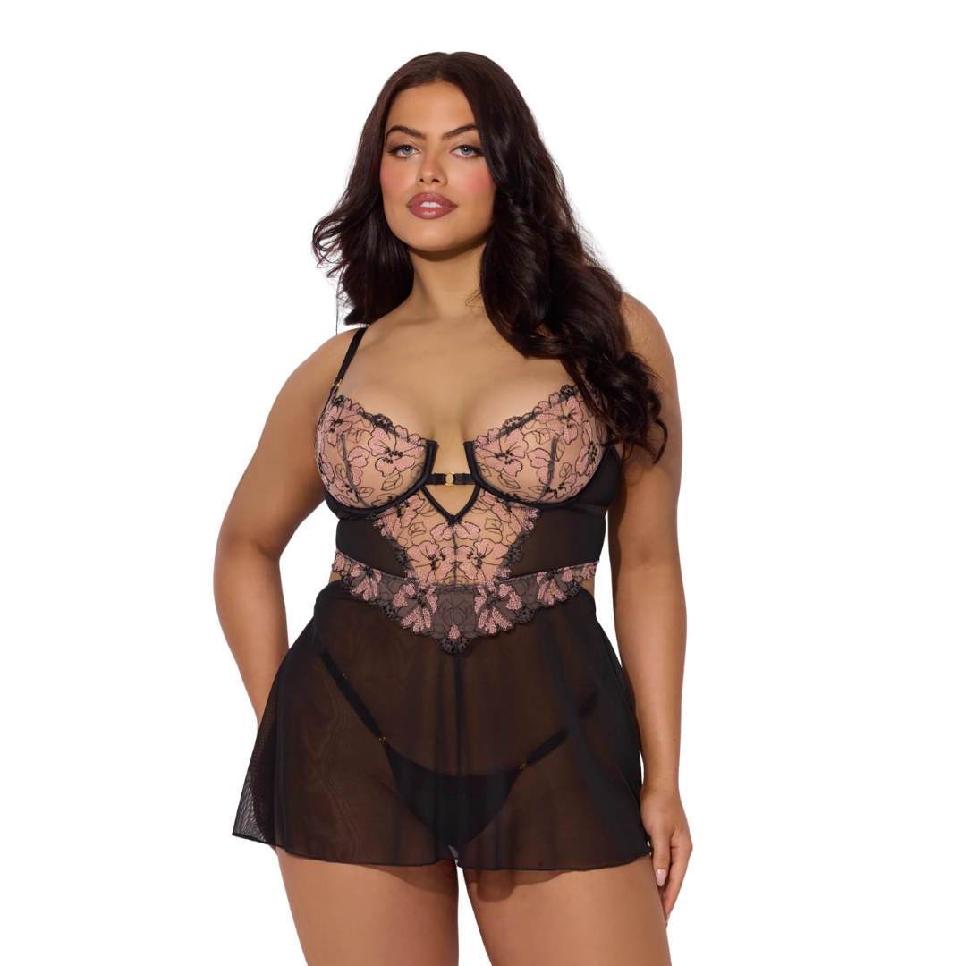 Nova Blacklight Lace Babydoll
