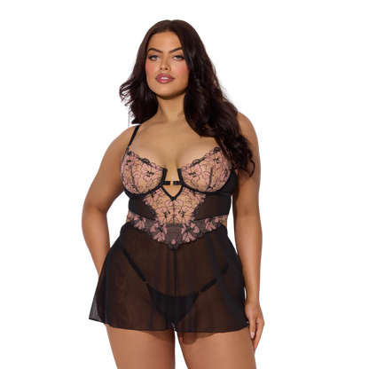 Nova Blacklight Lace Babydoll