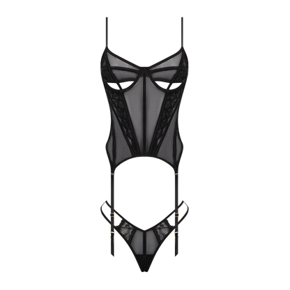 Vivienne Lace Mesh Bustier & G-String